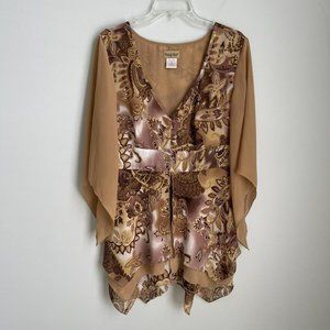 Midnight Velvet Mustard Yellow Paisley V-Neck Tunic